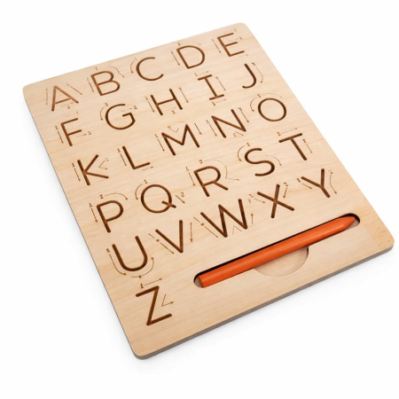 Tablă Montessori din Lemn pentru Trasarea Literelor A-Z cu Creion [10]