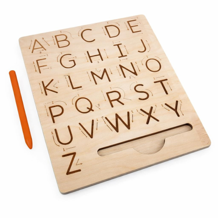 Tablă Montessori din Lemn pentru Trasarea Literelor A-Z cu Creion [9]
