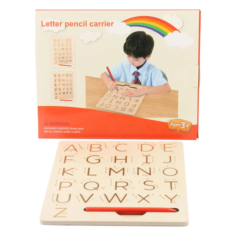 Tablă Montessori din Lemn pentru Trasarea Literelor A-Z cu Creion [5]