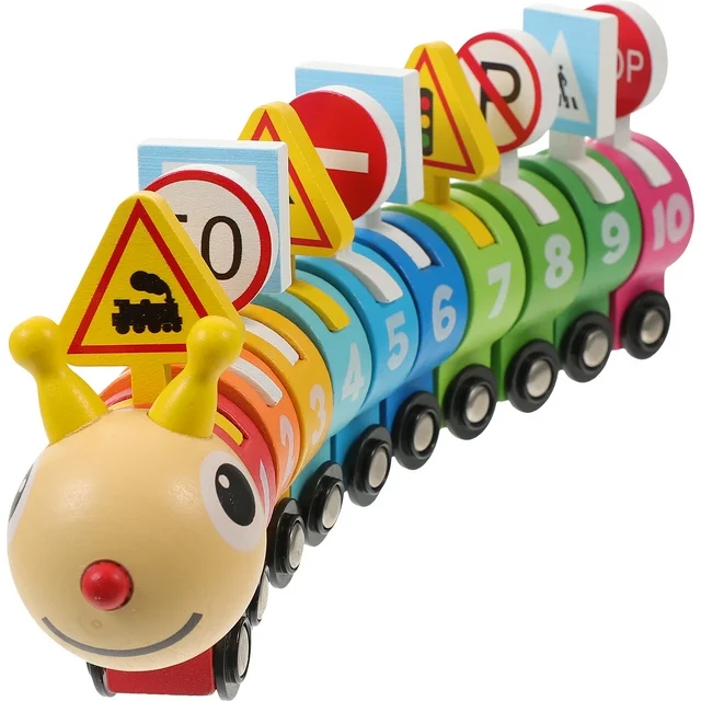 Tren Montessori din Lemn cu Cifre și Semne de Circulație [13]