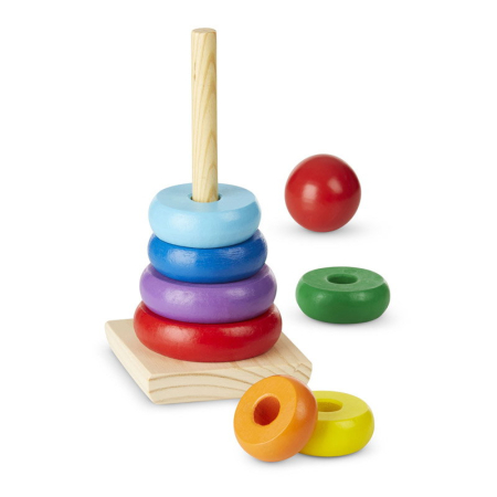 Piramidă Montessori Curcubeu Rainbow Tower din Lemn cu 8 Piese [4]