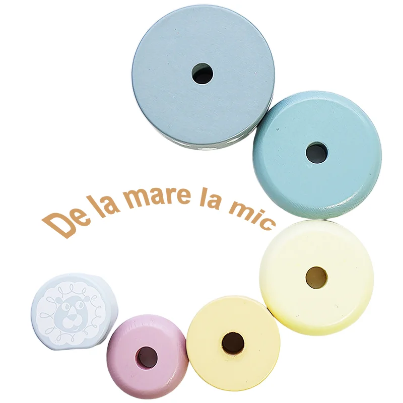 Turn Montessori de Stivuire din Lemn cu Inele Pastel pentru Copii [11]