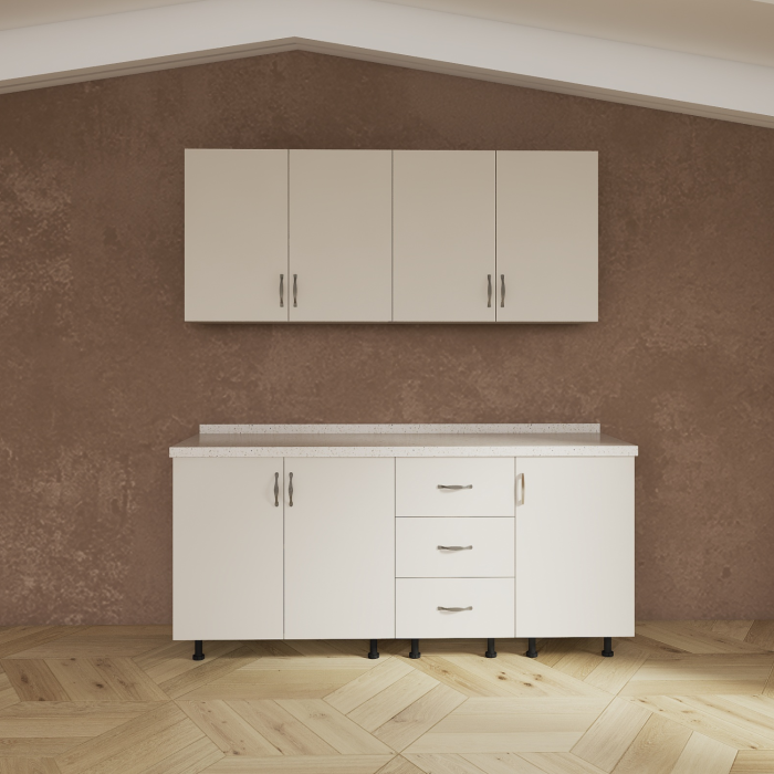 Set Bucatraie 140 cm, Pal 18mm, Culoare Casmir, Blat Termorezistent 2,8cm Grosime [3]