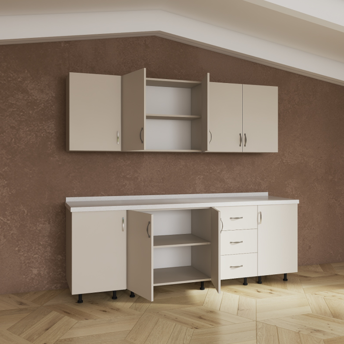Set Bucatraie 180cm, Pal 18mm, Culoare Casmir, Blat Termorezistent 2,8cm Grosime [2]