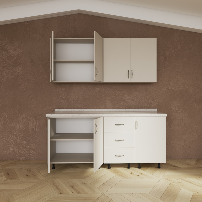 Set Bucatraie 140 cm, Pal 18mm, Culoare Casmir, Blat Termorezistent 2,8cm Grosime [4]