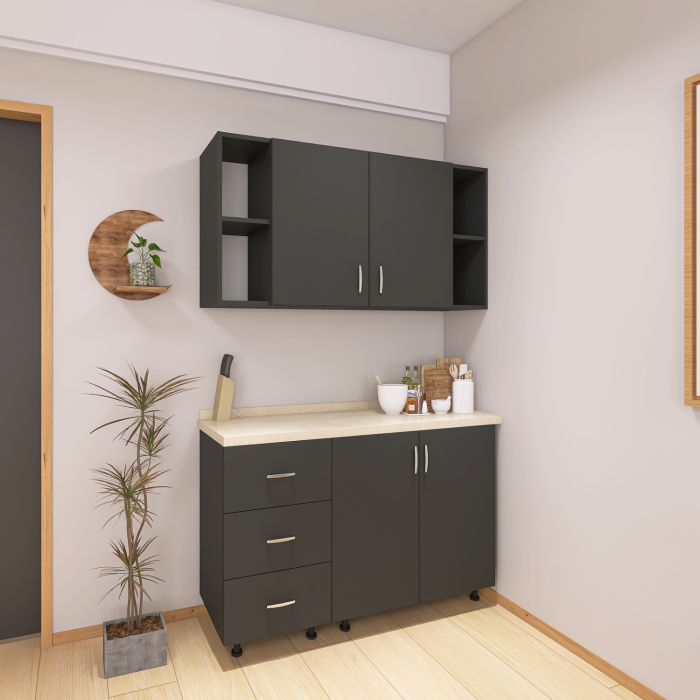 Bucatarie 120 cm Lungime, Material PAL 18mm, Culoare GRI ANTRACIT, Blat termorezistent 2,8cm [4]