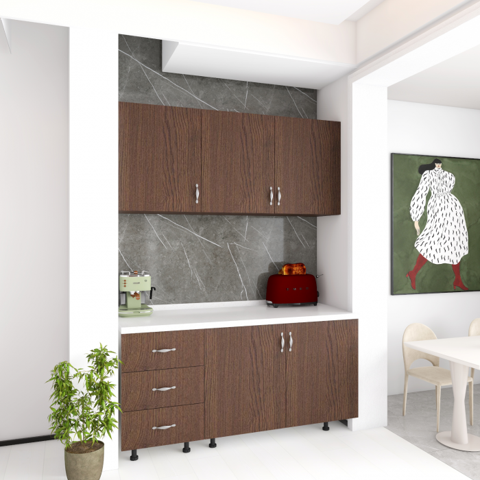 Bucatarie 120 cm Lungime, Material PAL 18mm, Culoare Wenge, Blat termorezistent 2,8 cm Grosime [1]