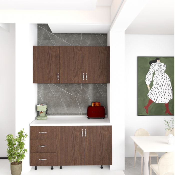 Bucatarie 120 cm Lungime, Material PAL 18mm, Culoare Wenge, Blat termorezistent 2,8 cm Grosime [2]