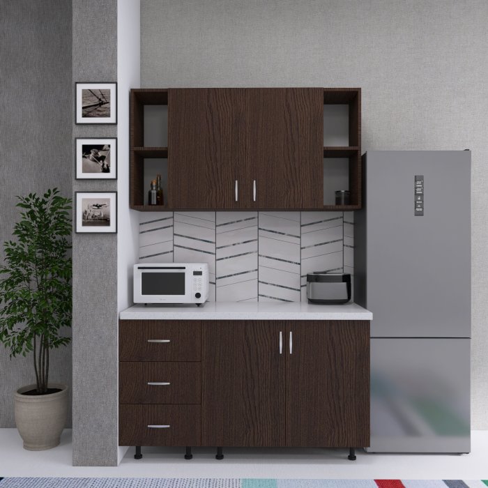 Bucatarie 120 cm Lungime, Material PAL 18mm, Culoare Wenge, Blat termorezistent 2,8cm [2]