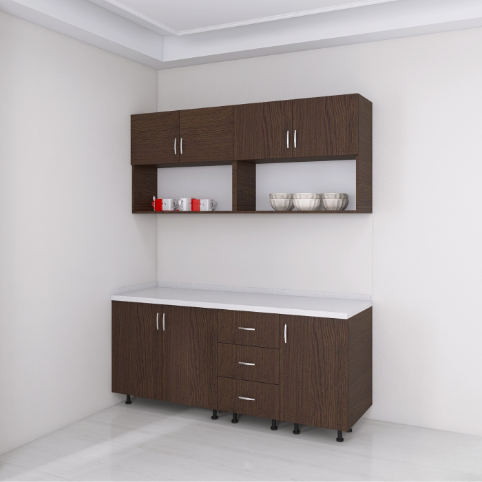 Bucatarie 160 cm Lungime, Material PAL 18mm, Culoare Wenge, Blat termorezistent 2.8 cm Grosime [3]