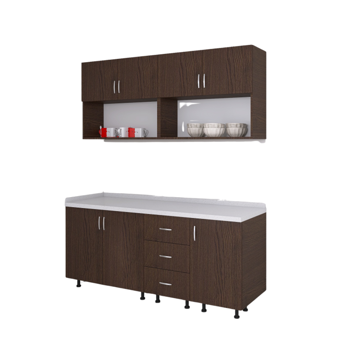 Bucatarie 160 cm Lungime, Material PAL 18mm, Culoare Wenge, Blat termorezistent 2.8 cm Grosime [5]