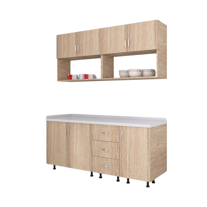 Bucatarie 160 cm Lungime, Material PAL 18mm, Culoare Sonoma, Blat termorezistent [4]