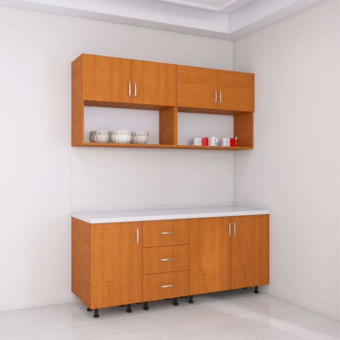 Bucatarie 160 cm Lungime, Material PAL 18mm, Culoare Cires, Blat termorezistent [2]