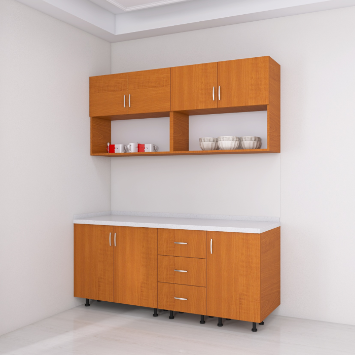 Bucatarie 160 cm Lungime, Material PAL 18mm, Culoare Cires, Blat termorezistent [4]