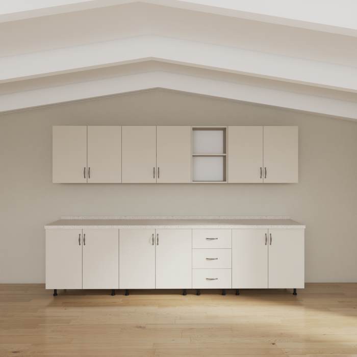 Bucatarie 260 cm LORA Lungime, Material PAL 18mm, Culoare CASMIR , Blat Termorezistent [3]