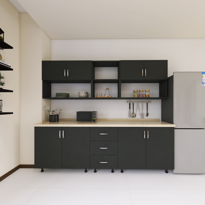 Bucatarie 200 cm Lungime, Material PAL 18mm, Culoare GRI ANTRACIT, Blat termorezistent [2]