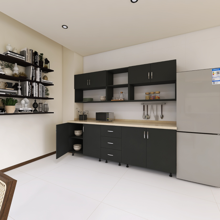 Bucatarie 200 cm Lungime, Material PAL 18mm, Culoare GRI ANTRACIT, Blat termorezistent [3]