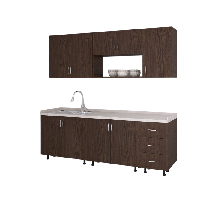 Bucatarie 200 cm Lungime, Material PAL 18mm, Culoare Wenge, Blat termorezistent [3]