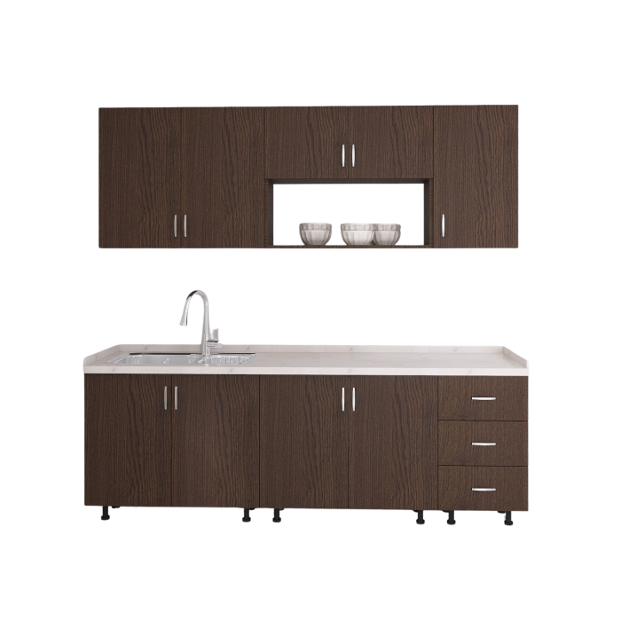 Bucatarie 200 cm Lungime, Material PAL 18mm, Culoare Wenge, Blat termorezistent [2]