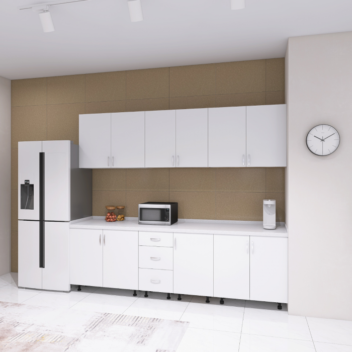 Bucatarie 240 cm Lungime, Material PAL 18mm, Culoare ALB, Blat termorezistent 2.8 cm Grosime [2]