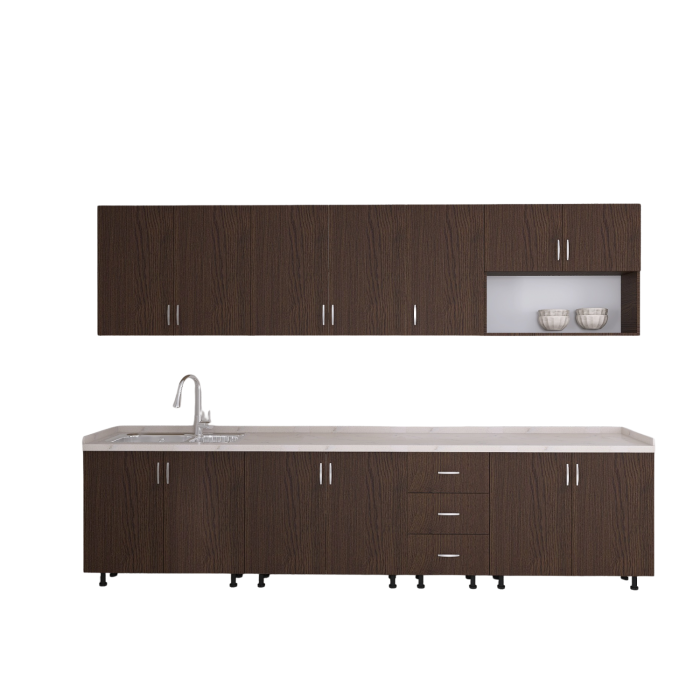 Bucatarie 260 cm Lungime, Material PAL 18mm, Culoare Wenge, Blat termorezistent 2.8 cm Grosime [2]