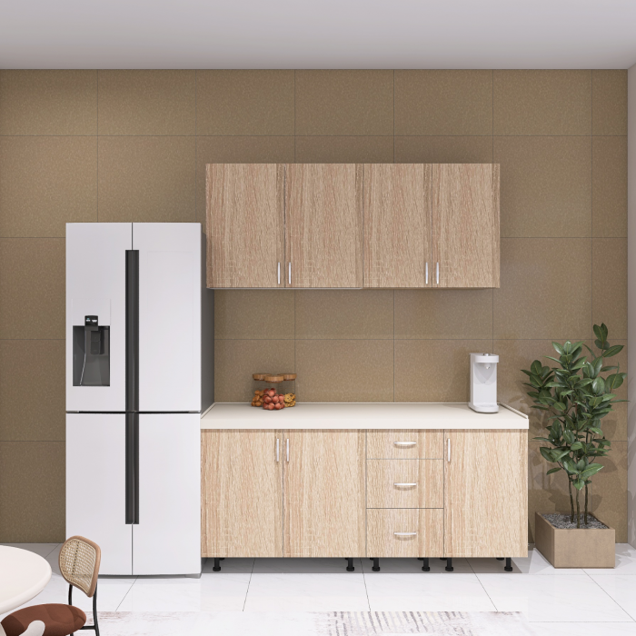 Bucatarie ALINA 160 cm Lungime, Material PAL 18mm, Culoare STEJAR SONOMA, Blat termorezistent 2.8 cm Grosime [3]