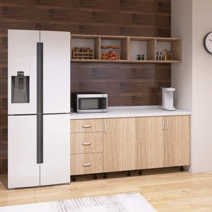 Bucatarie Mia 160cm, Culoare Stejar Sonoma, Pal 18mm, Blat termorezistent 2,8 cm Grosime [1]