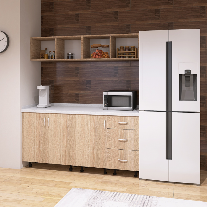Bucatarie Mia 160cm, Culoare Stejar Sonoma, Pal 18mm, Blat termorezistent 2,8 cm Grosime [2]