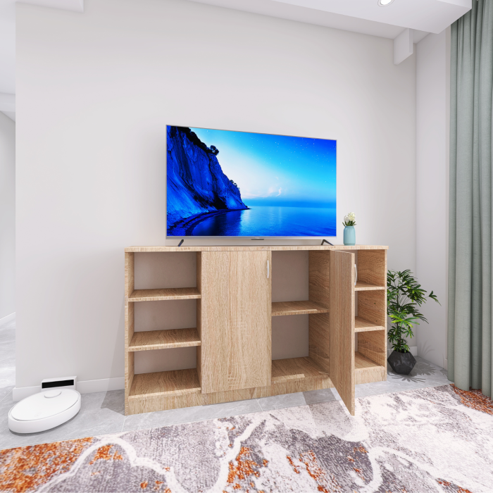 Comodă TV H80 x L120 x A50 cm, PAL 18mm, Culoare Stejar Sonoma [2]