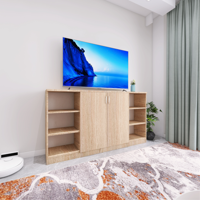 Comodă TV H80 x L120 x A50 cm, PAL 18mm, Culoare Stejar Sonoma [1]
