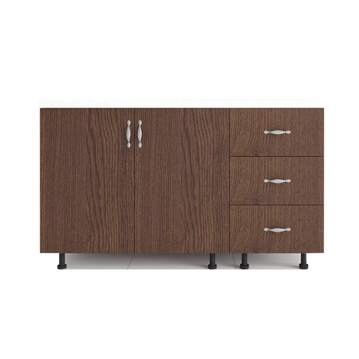 Corp inferior bucatarie 120cm, PAL 18mm, Blat 2.8cm, Culoare Wenge [2]