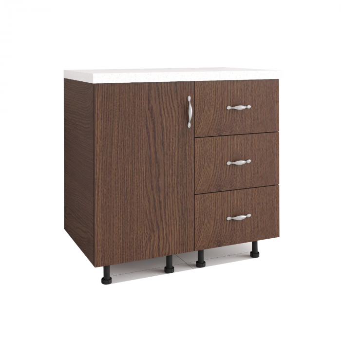 Corp inferior bucatarie 80cm, PAL 18mm, Blat 2.8cm, Culoare Wenge [1]