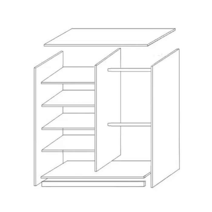 Dressing Dormitor L120 x H200 x A60 cm, Culoare Cires, Pal 18mm, Cant ABS, Manere Aluminiu [4]