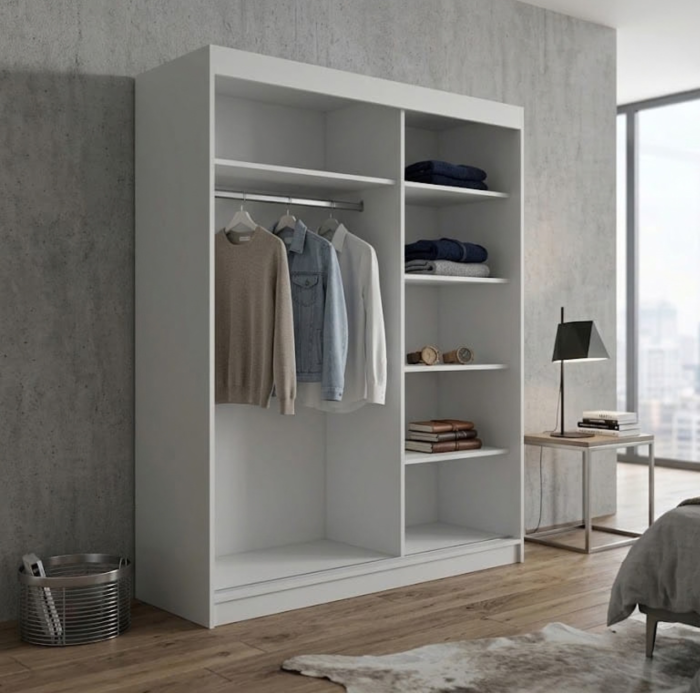 Dressing Dormitor L120 x H200 x A60 cm, Culoare Alb, Pal 18mm, Cant ABS [2]