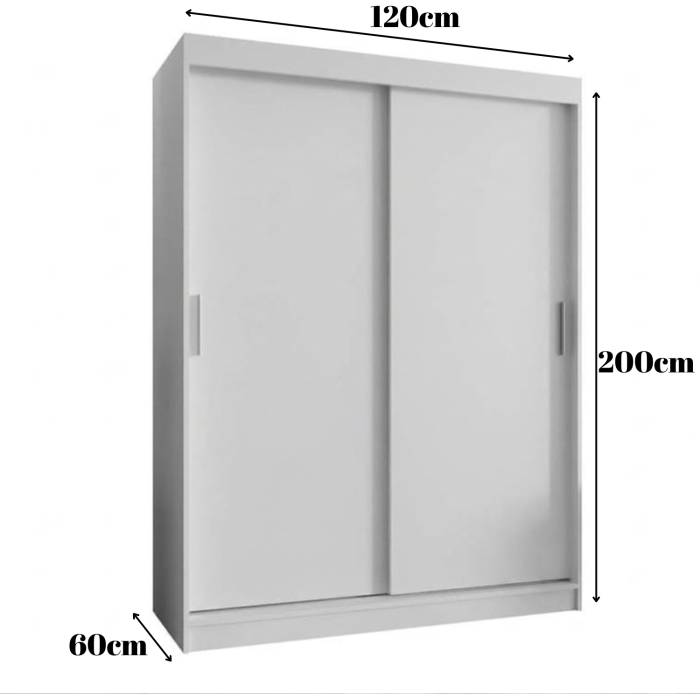 Dressing Dormitor L120 x H200 x A60 cm, Culoare Alb, Pal 18mm, Cant ABS [3]