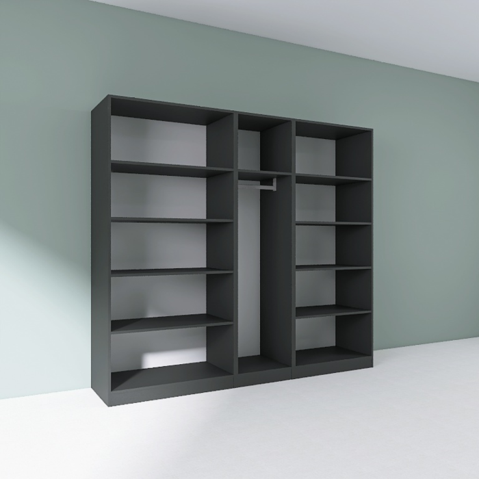 Dressing Dormitor L205 x H200 x A50 cm, Culoare Gri Antracit , Pal 18mm, Cant ABS [3]