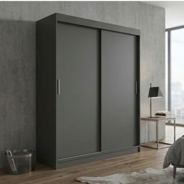 Dressing Dormitor L120 x H200 x A60 cm, Culoare Gri Antracit, Pal 18mm, Cant ABS [2]