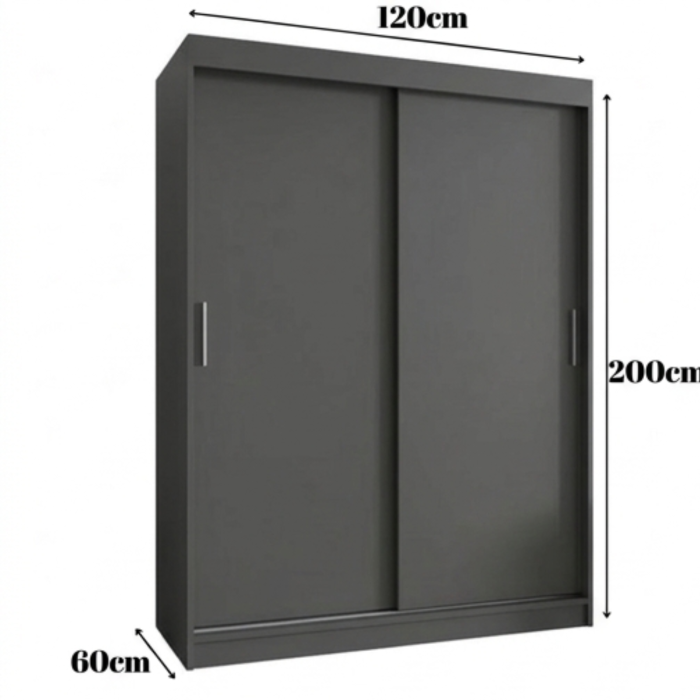 Dressing Dormitor L120 x H200 x A60 cm, Culoare Gri Antracit, Pal 18mm, Cant ABS [3]