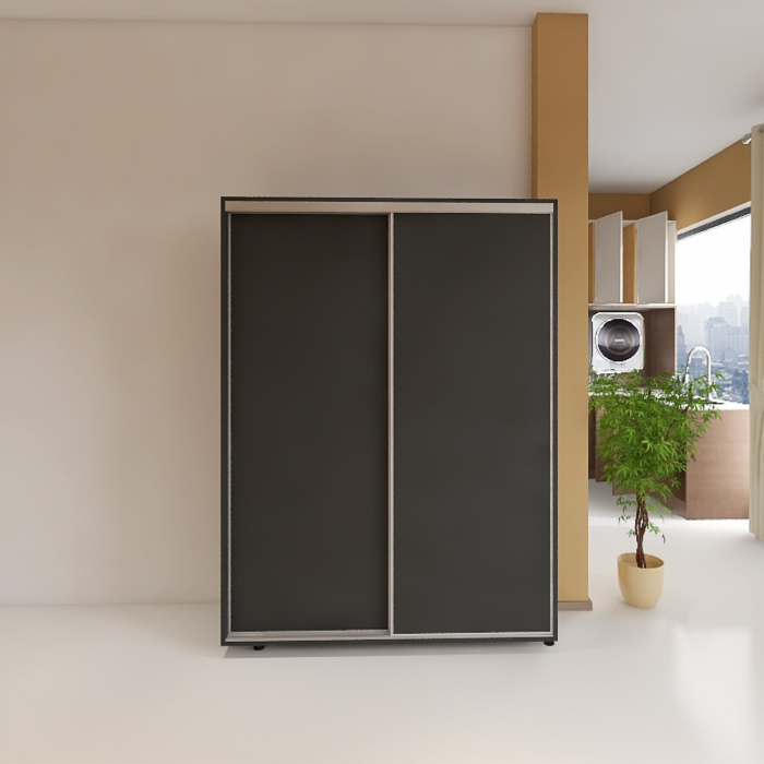 Dressing Dormitor L120 x H200 x A60 cm, Culoare Gri Antracit, Pal 18mm, Cant ABS, Manere Aluminiu [2]