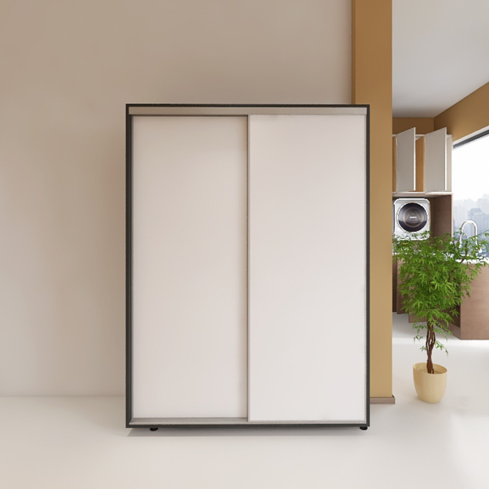 Dressing Dormitor L120 x H200 x A60 cm, Culoare Gri Antracit, Pal 18mm, Cant ABS, Manere Aluminiu [2]