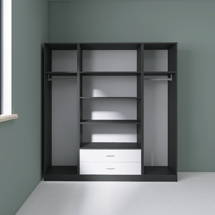 Dressing Dormitor L170 x H200 x A50 cm, Culoare Gri Antracit , Pal 18mm, Cant ABS [3]