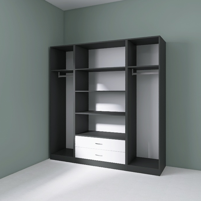 Dressing Dormitor L170 x H200 x A50 cm, Culoare Gri Antracit , Pal 18mm, Cant ABS [2]