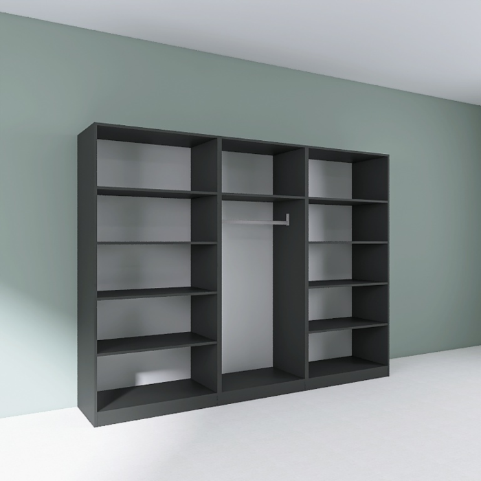 Dressing Dormitor L240 x H200 x A50 cm, Culoare Gri Antracit , Pal 18mm, Cant ABS [3]