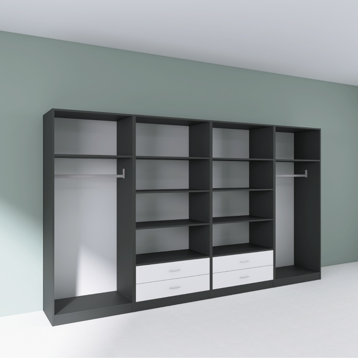 Dressing Dormitor L320 x H200 x A50 cm, Culoare Gri Antracit , Pal 18mm, Cant ABS [3]