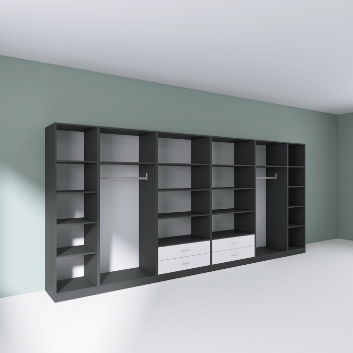 Dressing Dormitor L410 x H200 x A50 cm, Culoare Gri Antracit , Pal 18mm, Cant ABS [2]