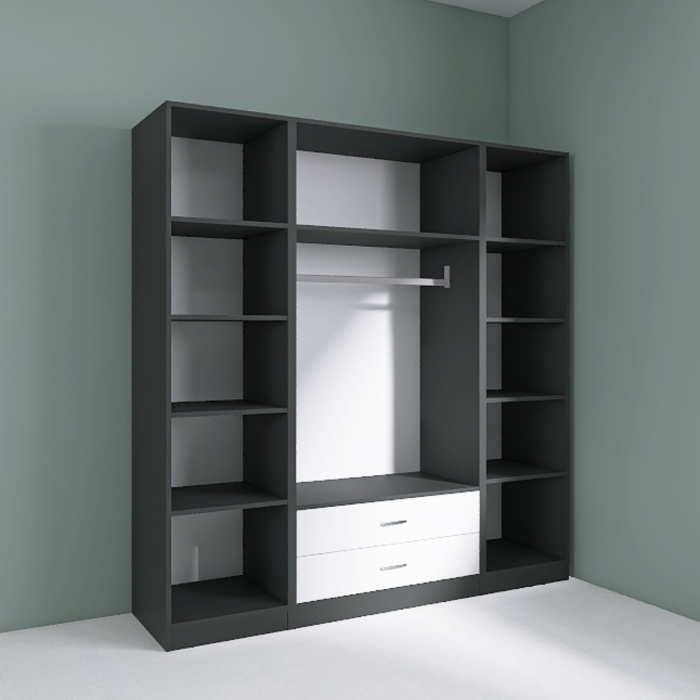 Dressing Dormitor L170 x H200 x A50 cm, Culoare Gri Antracit , Pal 18mm, Cant ABS [2]