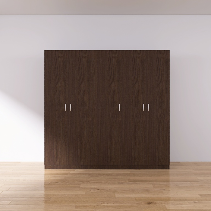 Dulap 5 usi cu rafturi si bara haine , H200 X L205 X A50cm, PAL 18mm, Culoare WENGE [3]