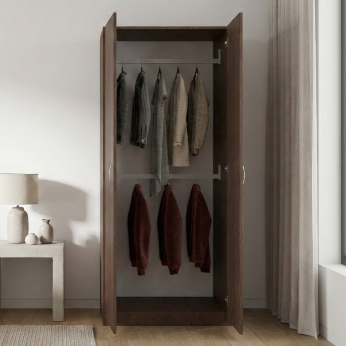 Dulap EC63 Wenge cu două uși și două bare pentru haine, 80 × 50 × 200 cm [2]