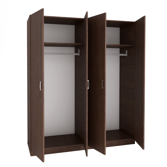 Dulap cu 4 usi cu bara haine, H200 X L160 X A50cm, PAL 18mm, Culoare Wenge [1]