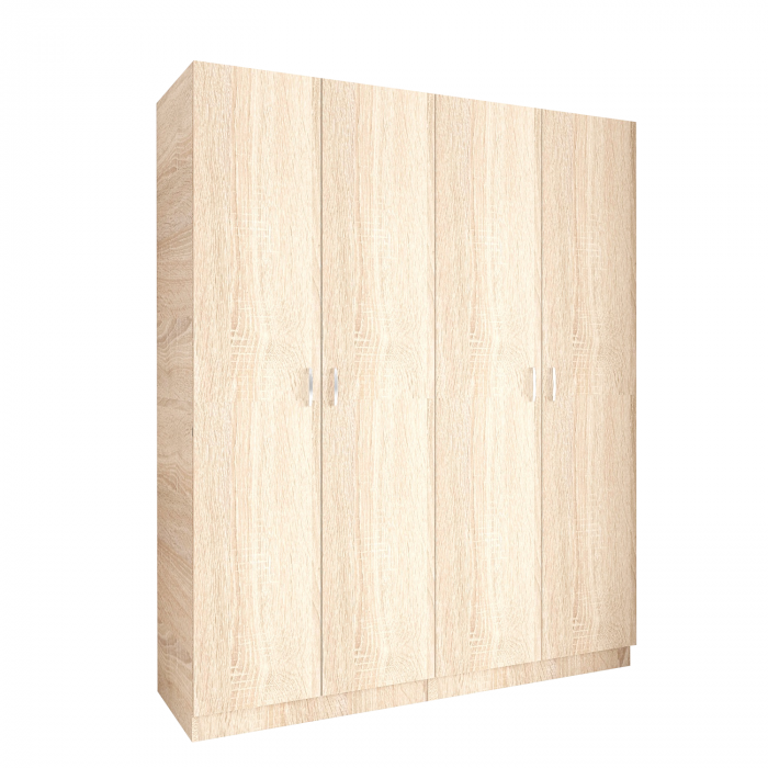 Dulap cu 4 usi cu bara haine si rafturi, H200 X L160 X A50cm, PAL 18mm, Culoare Sonoma [2]